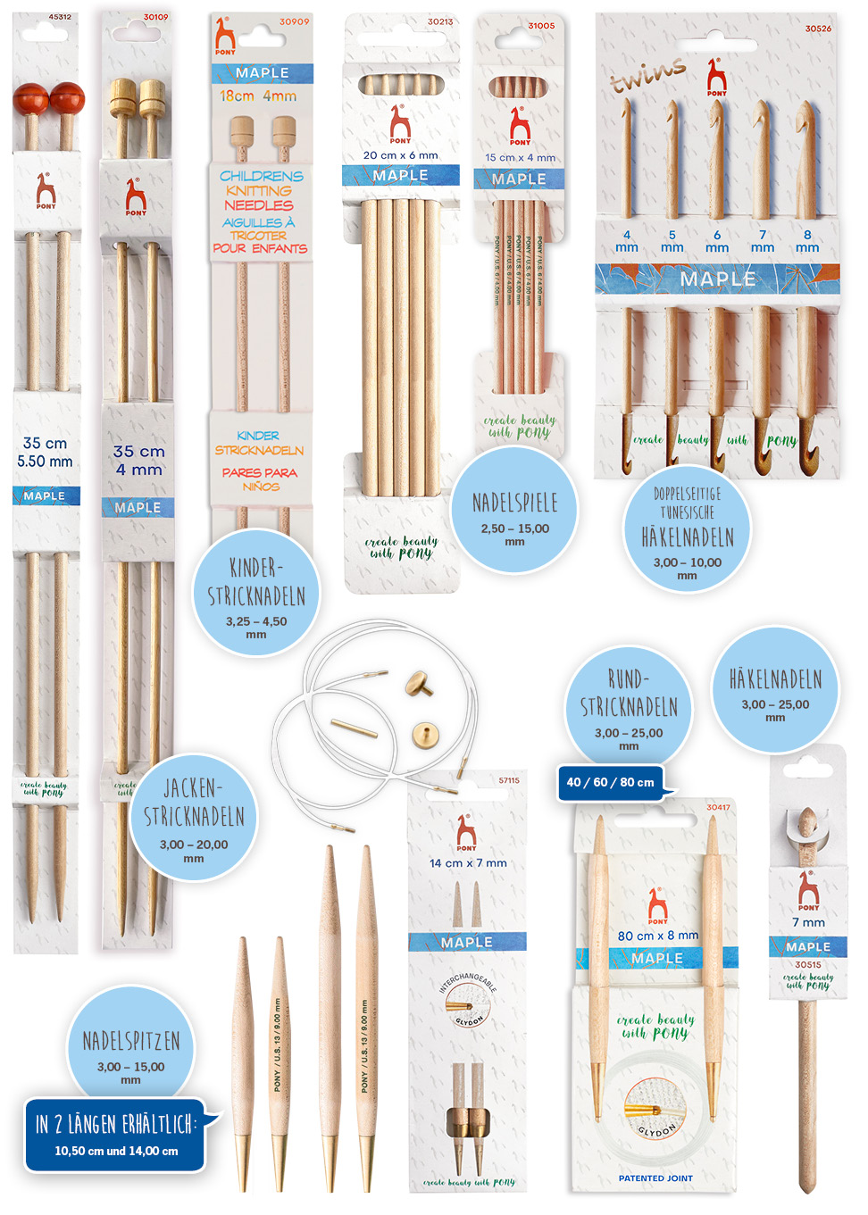 PONY Maple Stricknadeln